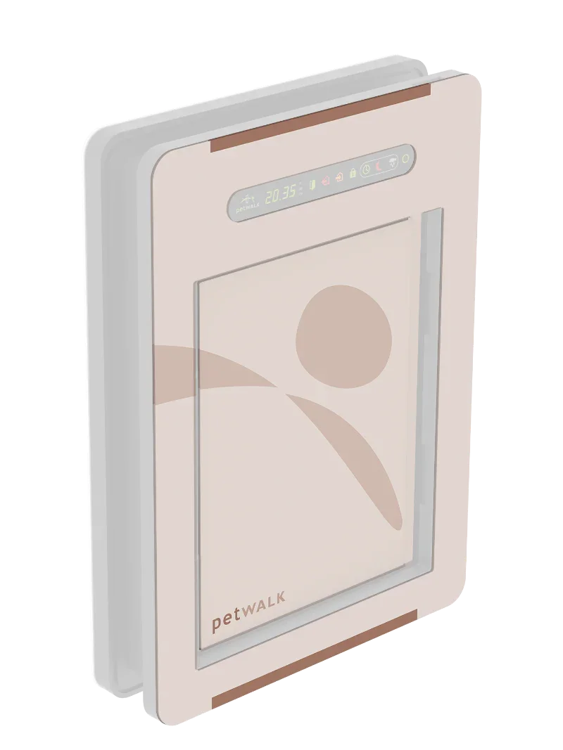 petWALK smart pet door with digital display, chip access, and energy-efficient design for secure pet entry