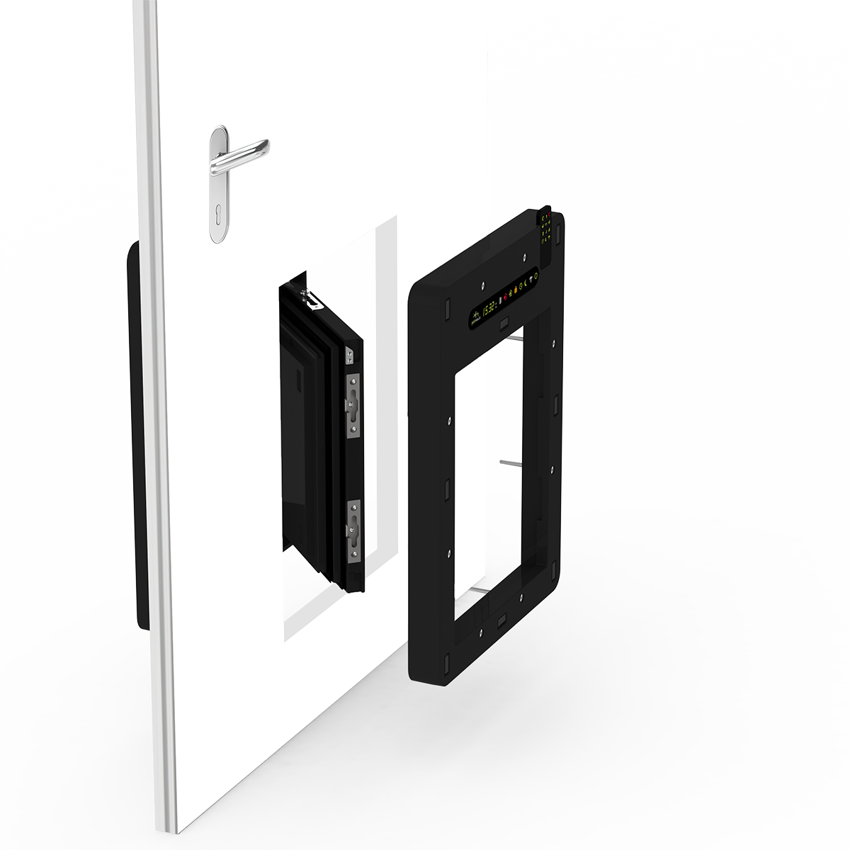 Darstellung des petWALK Einbaus in einer Eingangstüre.